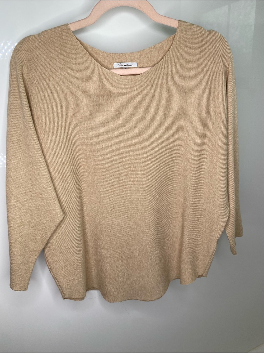 Vince Camuto Relaxed Scoop-Neck Sweater in Cream Tan